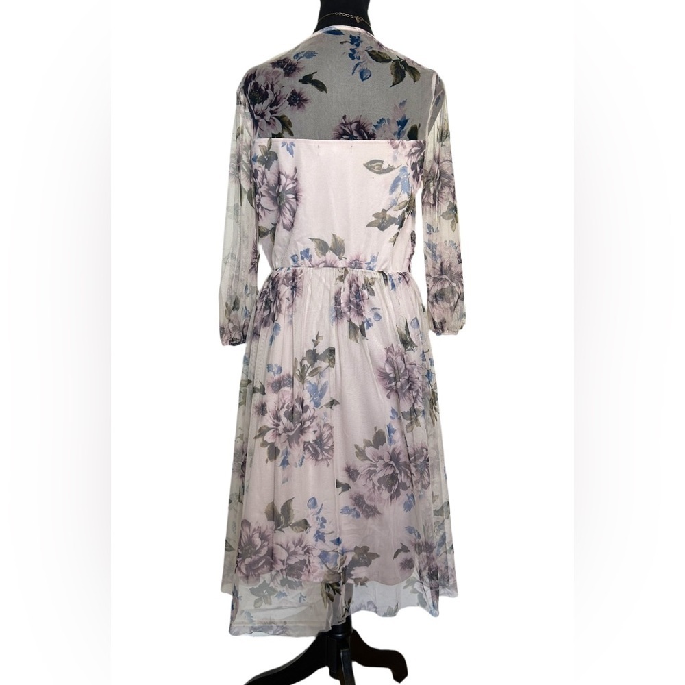 Candalite Woman’s Medium Long-Sleeve Chiffon Mesh
Floral Colorful Midi Dress - Picture 6 of 9